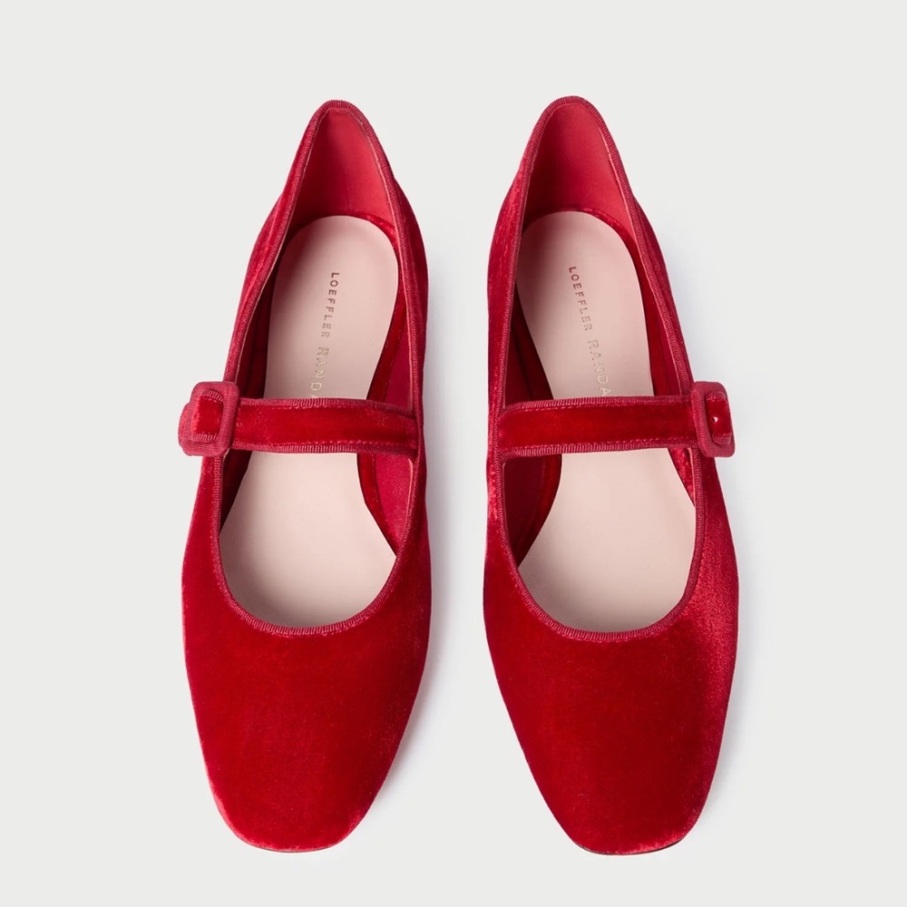 Loeffler Randall Ginger Red Velvet Mary Jane Flats